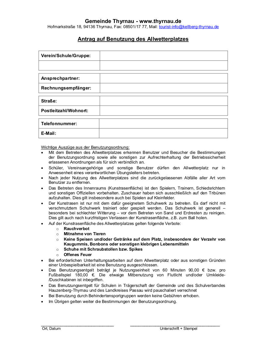 Antrag auf Benutzung